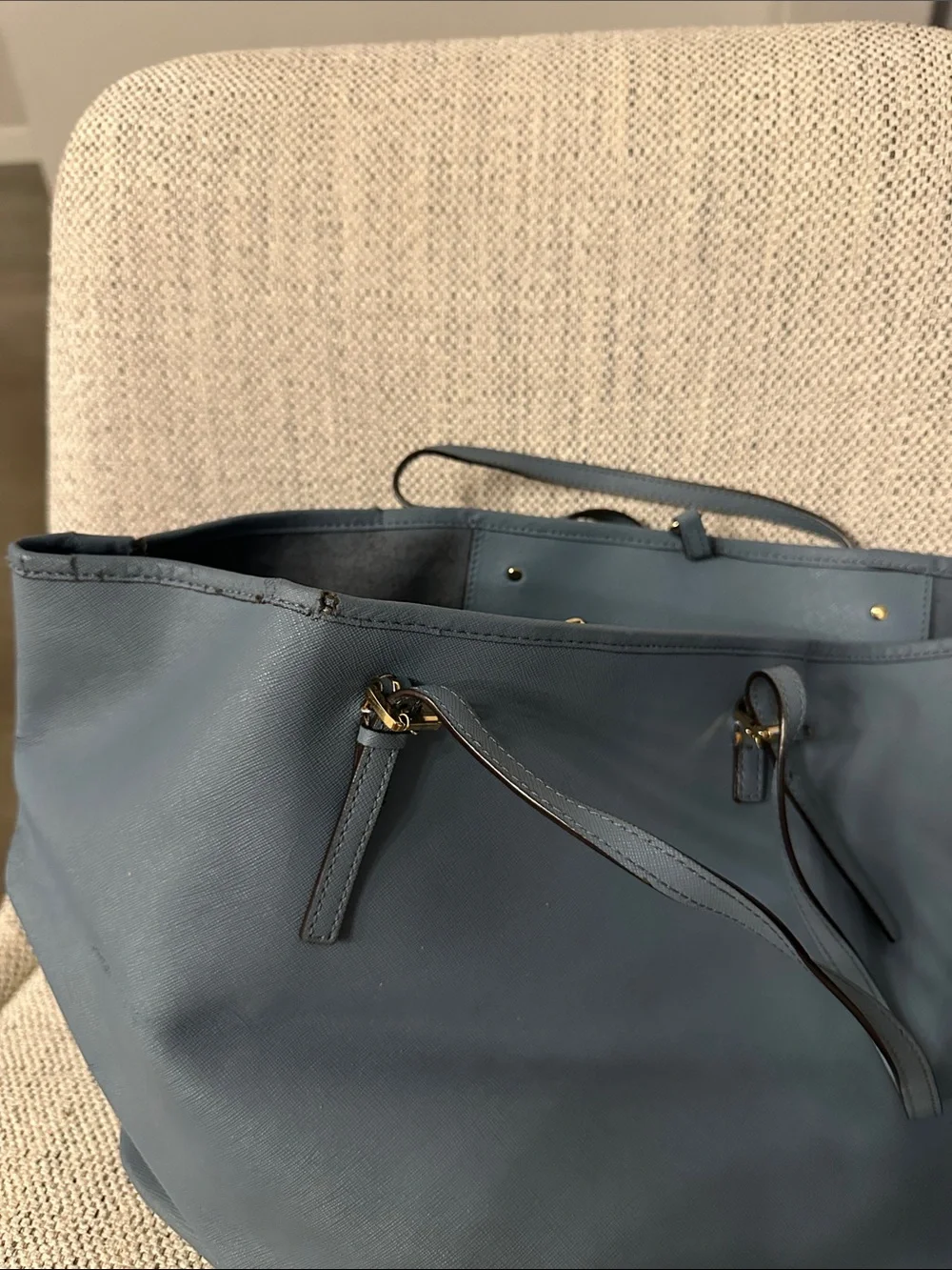 Michael Kors Slate Blue Leather Tote with Gold Hardware - Picture 10 of 10